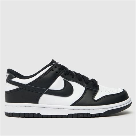 Kids Youth White & Black Nike Dunk Low Trainers